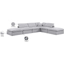 Meridian Indulge Grey Linen Textured Fabric Modular Sectional IMAGE 6