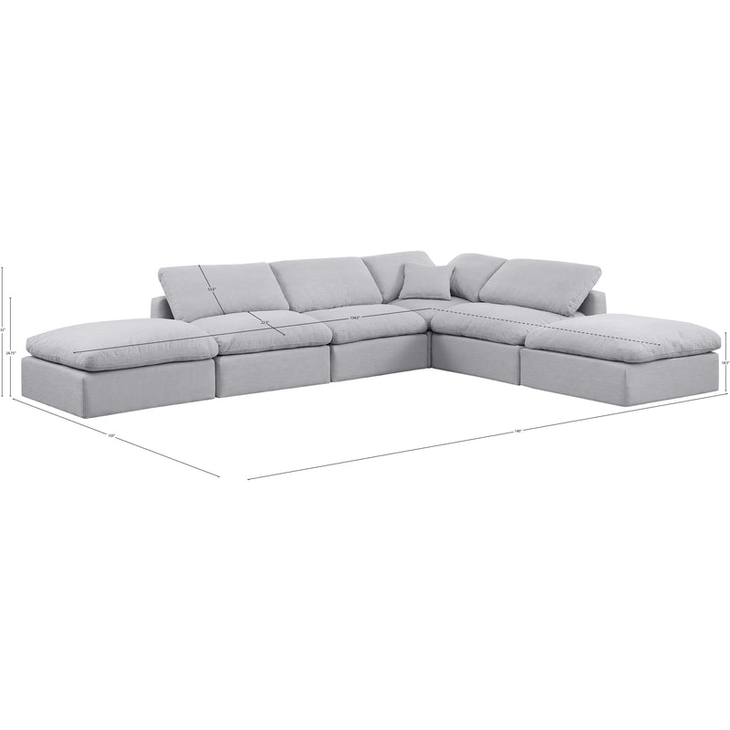 Meridian Indulge Grey Linen Textured Fabric Modular Sectional IMAGE 7