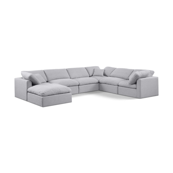 Meridian Indulge Grey Linen Textured Fabric Modular Sectional IMAGE 1