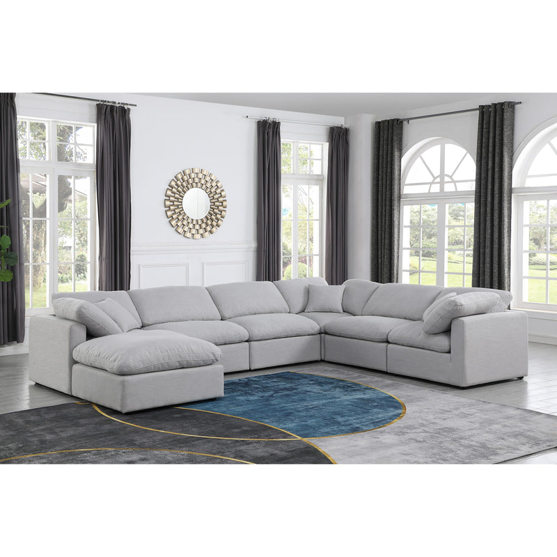 Meridian Indulge Grey Linen Textured Fabric Modular Sectional IMAGE 2