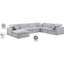 Meridian Indulge Grey Linen Textured Fabric Modular Sectional IMAGE 6
