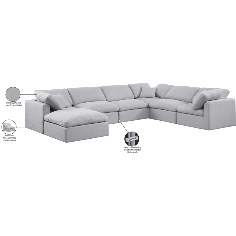 Meridian Indulge Grey Linen Textured Fabric Modular Sectional IMAGE 6