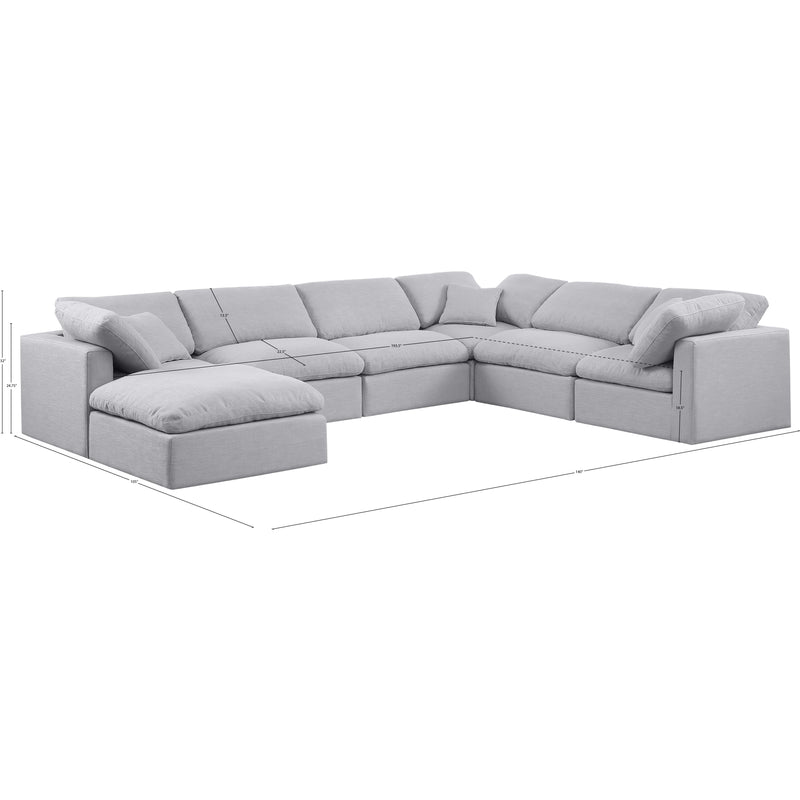 Meridian Indulge Grey Linen Textured Fabric Modular Sectional IMAGE 7