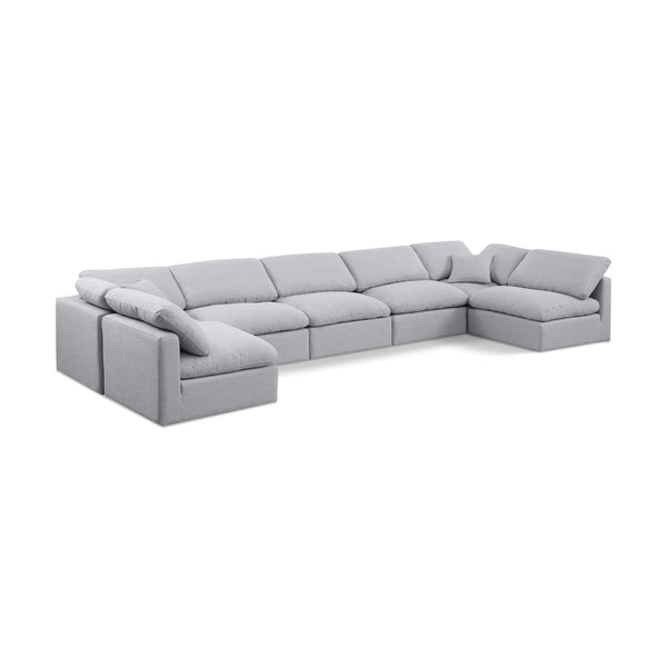 Meridian Indulge Grey Linen Textured Fabric Modular Sectional IMAGE 1