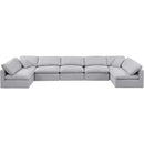 Meridian Indulge Grey Linen Textured Fabric Modular Sectional IMAGE 4