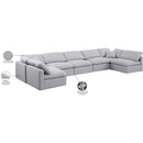 Meridian Indulge Grey Linen Textured Fabric Modular Sectional IMAGE 6