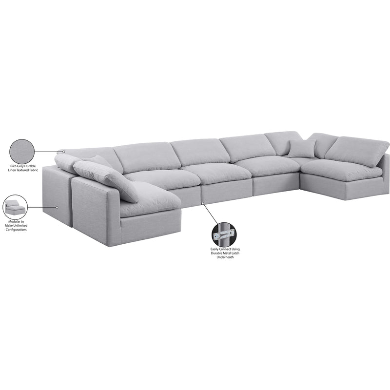 Meridian Indulge Grey Linen Textured Fabric Modular Sectional IMAGE 6