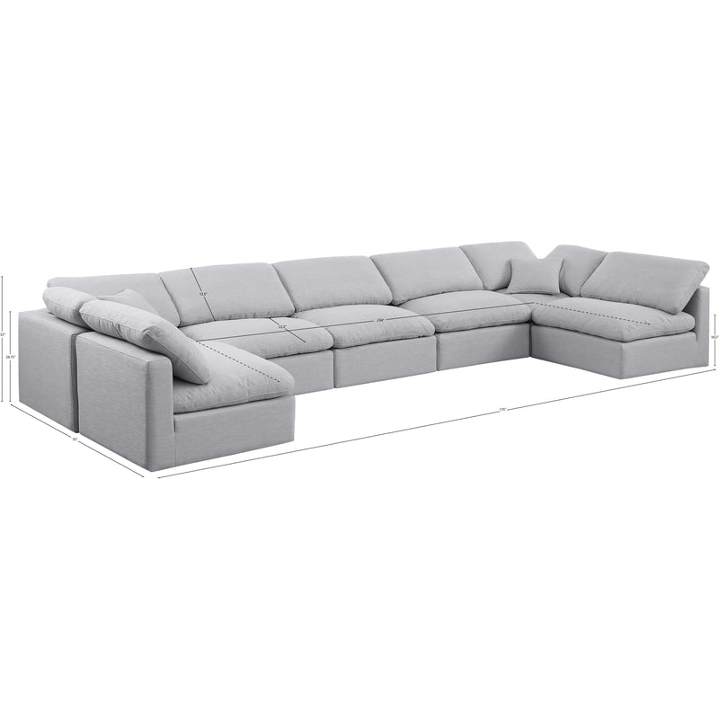 Meridian Indulge Grey Linen Textured Fabric Modular Sectional IMAGE 7