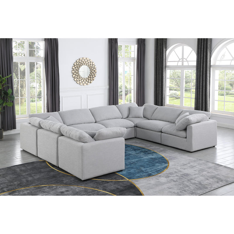 Meridian Indulge Grey Linen Textured Fabric Modular Sectional IMAGE 2
