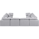 Meridian Indulge Grey Linen Textured Fabric Modular Sectional IMAGE 3