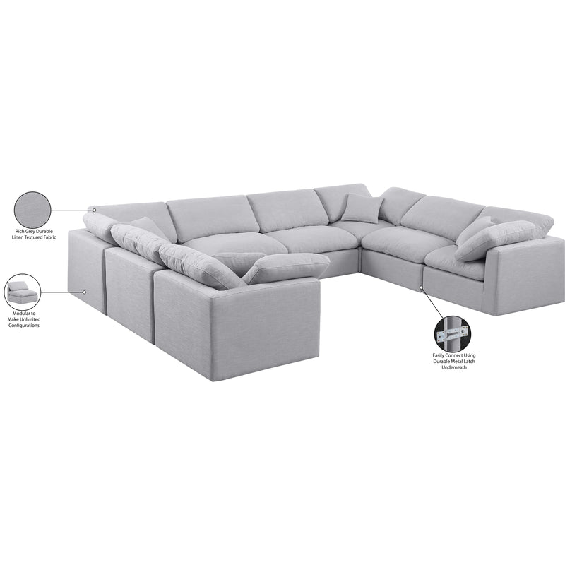 Meridian Indulge Grey Linen Textured Fabric Modular Sectional IMAGE 6