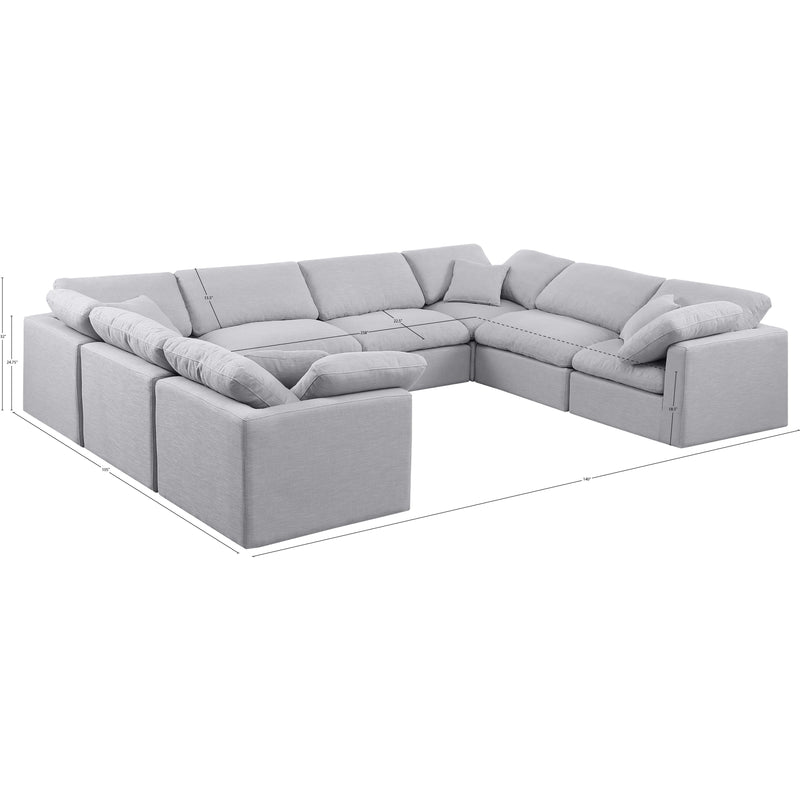 Meridian Indulge Grey Linen Textured Fabric Modular Sectional IMAGE 7