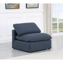 Meridian Indulge Navy Linen Textured Fabric Armless Chair IMAGE 2
