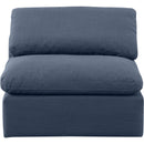 Meridian Indulge Navy Linen Textured Fabric Armless Chair IMAGE 4