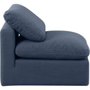 Meridian Indulge Navy Linen Textured Fabric Armless Chair IMAGE 5