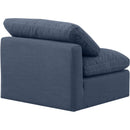 Meridian Indulge Navy Linen Textured Fabric Armless Chair IMAGE 6