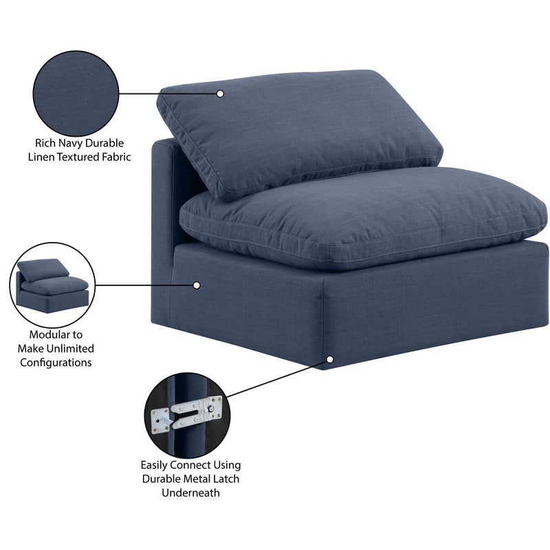 Meridian Indulge Navy Linen Textured Fabric Armless Chair IMAGE 8