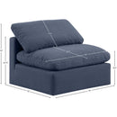 Meridian Indulge Navy Linen Textured Fabric Armless Chair IMAGE 9