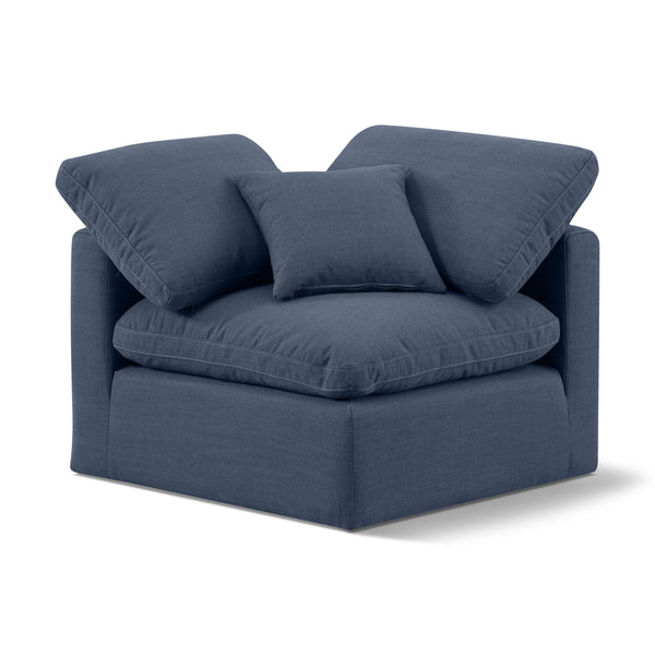 Meridian Indulge Navy Linen Textured Fabric Corner Chair IMAGE 1