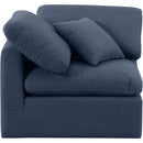 Meridian Indulge Navy Linen Textured Fabric Corner Chair IMAGE 4