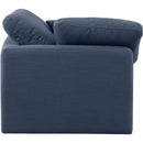 Meridian Indulge Navy Linen Textured Fabric Corner Chair IMAGE 5