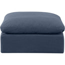 Meridian Indulge Navy Linen Textured Fabric Ottoman IMAGE 3
