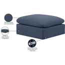 Meridian Indulge Navy Linen Textured Fabric Ottoman IMAGE 5