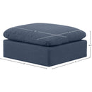 Meridian Indulge Navy Linen Textured Fabric Ottoman IMAGE 6