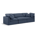 Meridian Indulge Navy Linen Textured Fabric Modular Sofa IMAGE 1