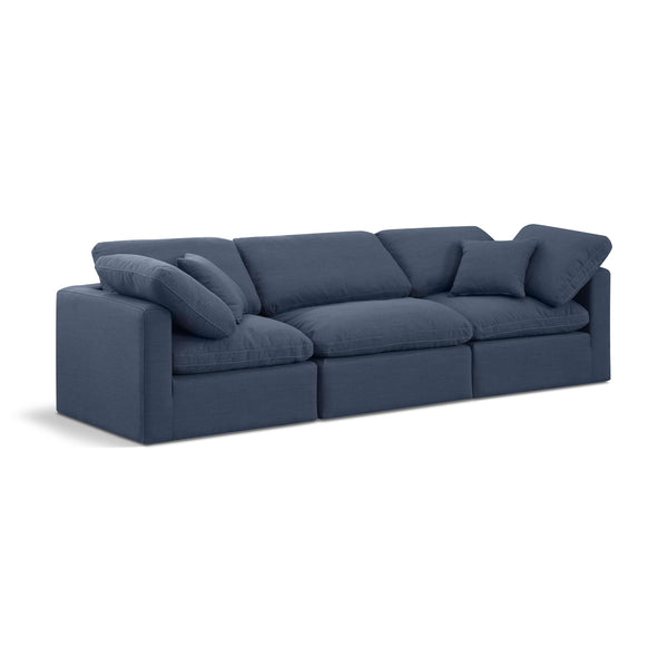 Meridian Indulge Navy Linen Textured Fabric Modular Sofa IMAGE 1