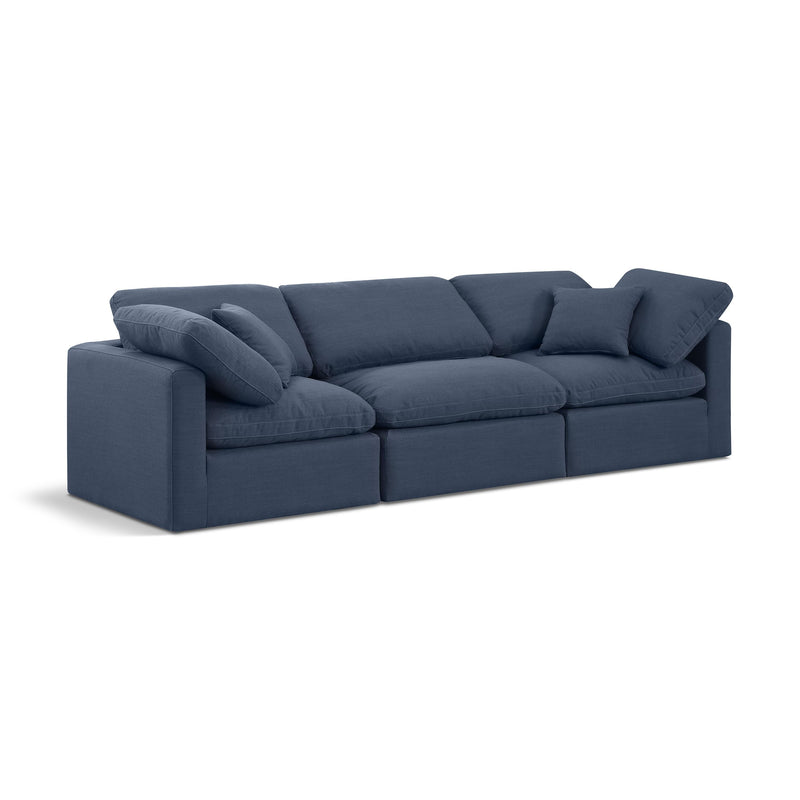 Meridian Indulge Navy Linen Textured Fabric Modular Sofa IMAGE 1