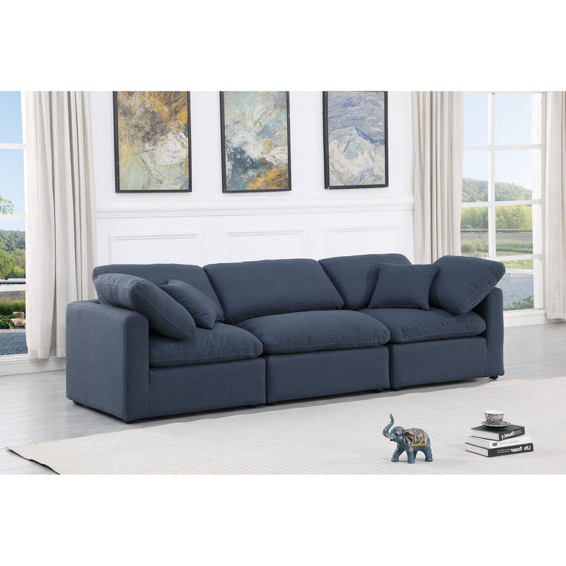 Meridian Indulge Navy Linen Textured Fabric Modular Sofa IMAGE 2