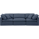 Meridian Indulge Navy Linen Textured Fabric Modular Sofa IMAGE 4