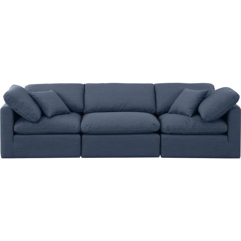 Meridian Indulge Navy Linen Textured Fabric Modular Sofa IMAGE 4