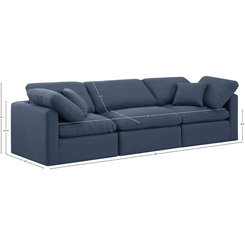 Meridian Indulge Navy Linen Textured Fabric Modular Sofa IMAGE 9