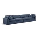 Meridian Indulge Navy Linen Textured Fabric Modular Sofa IMAGE 1