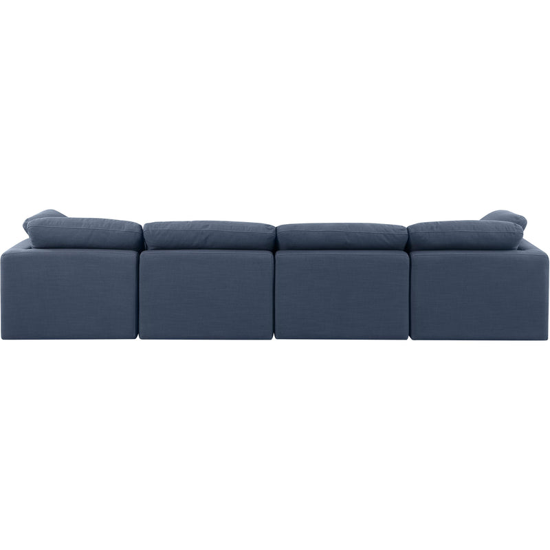 Meridian Indulge Navy Linen Textured Fabric Modular Sofa IMAGE 3