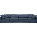 Meridian Indulge Navy Linen Textured Fabric Modular Sofa IMAGE 4
