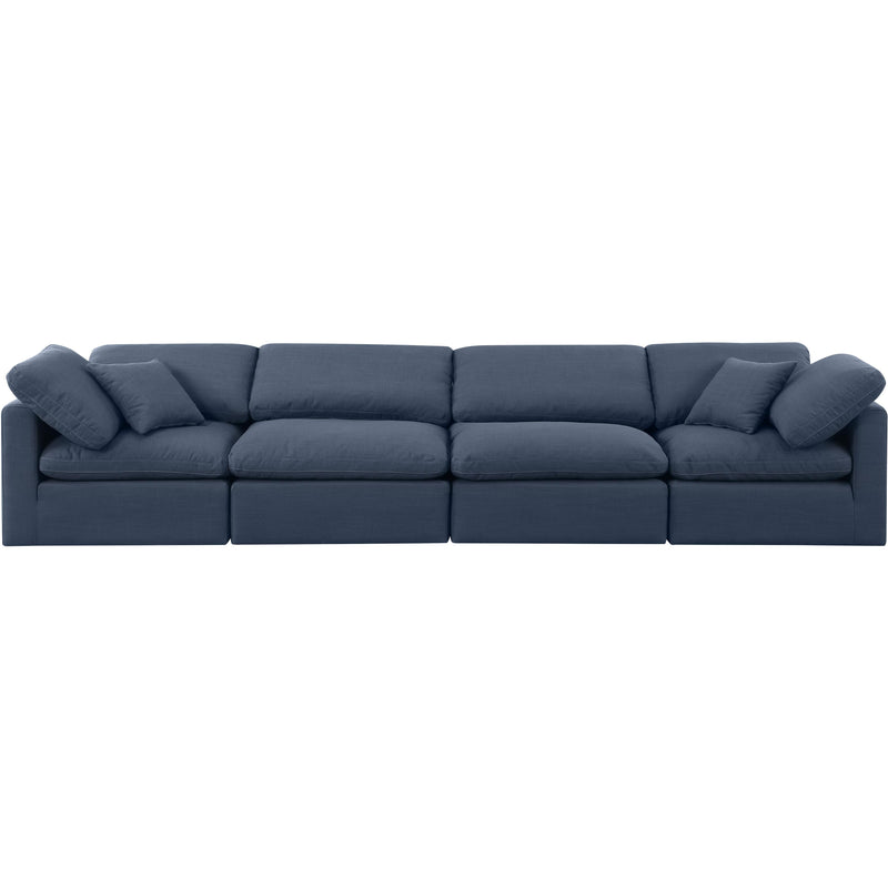 Meridian Indulge Navy Linen Textured Fabric Modular Sofa IMAGE 4