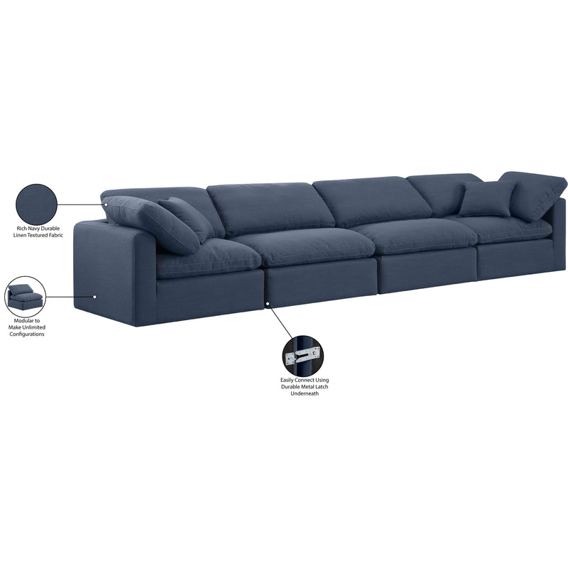 Meridian Indulge Navy Linen Textured Fabric Modular Sofa IMAGE 8