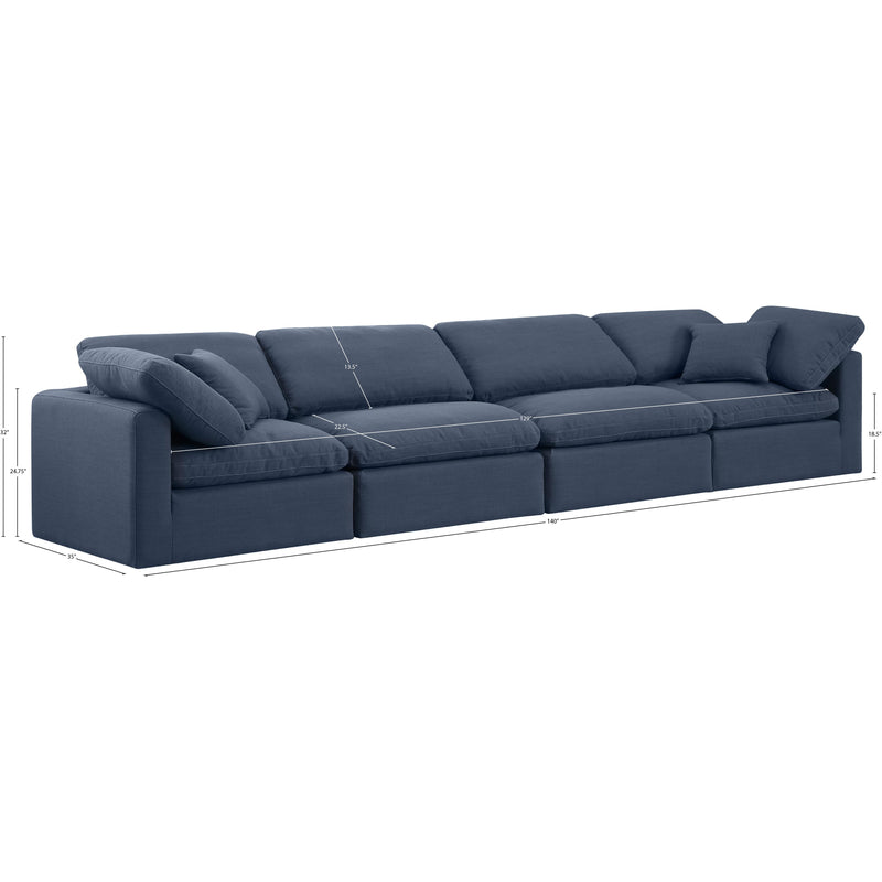 Meridian Indulge Navy Linen Textured Fabric Modular Sofa IMAGE 9