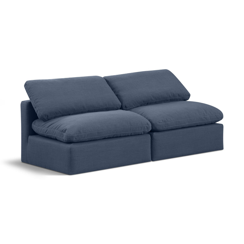 Meridian Indulge Navy Linen Textured Fabric Modular Sofa IMAGE 1