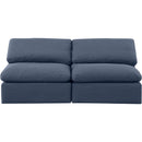 Meridian Indulge Navy Linen Textured Fabric Modular Sofa IMAGE 4