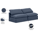 Meridian Indulge Navy Linen Textured Fabric Modular Sofa IMAGE 7