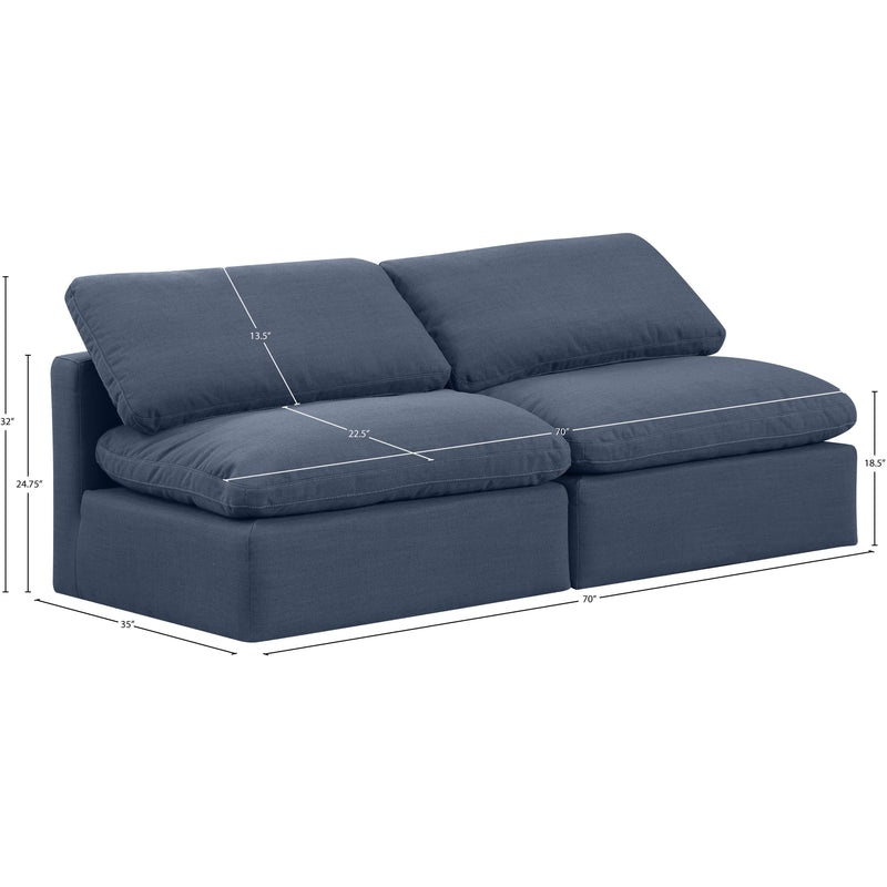 Meridian Indulge Navy Linen Textured Fabric Modular Sofa IMAGE 8