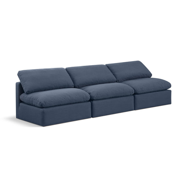Meridian Indulge Navy Linen Textured Fabric Modular Sofa IMAGE 1