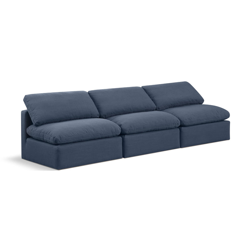 Meridian Indulge Navy Linen Textured Fabric Modular Sofa IMAGE 1