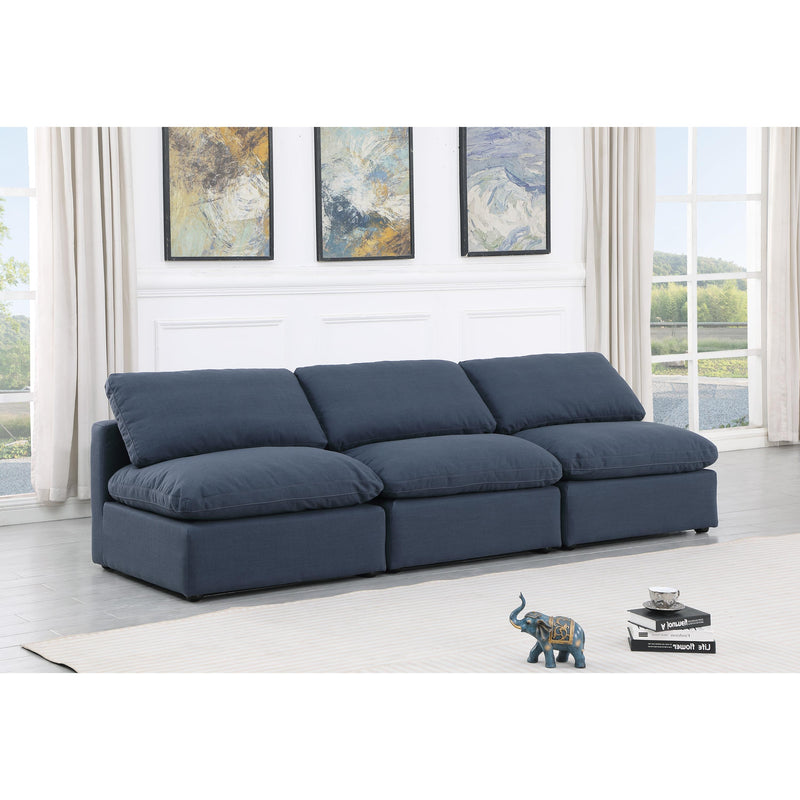 Meridian Indulge Navy Linen Textured Fabric Modular Sofa IMAGE 2
