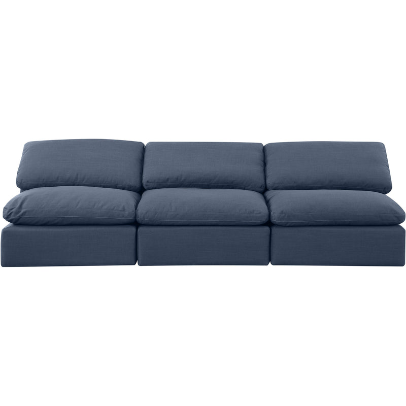 Meridian Indulge Navy Linen Textured Fabric Modular Sofa IMAGE 4