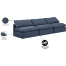 Meridian Indulge Navy Linen Textured Fabric Modular Sofa IMAGE 7